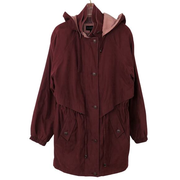 Braetan Maroon Purple Suede Hooded Trench Coat Jacket Small - Picture 3 of 7